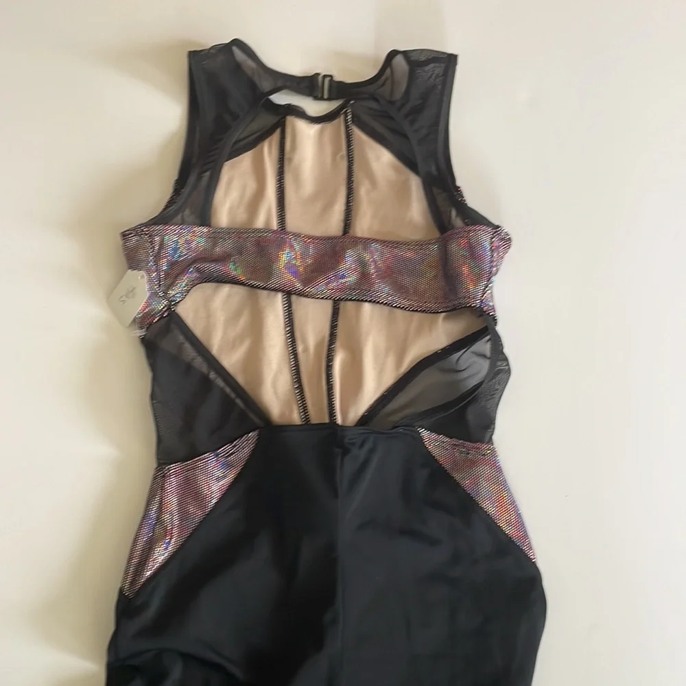 Weissman unitard black purple/pink size L